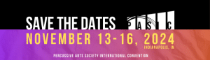 Save the Date Email for PASIC 2024 - November 13-16, 2024 in Indianapolis, Indiana - text over background colors.